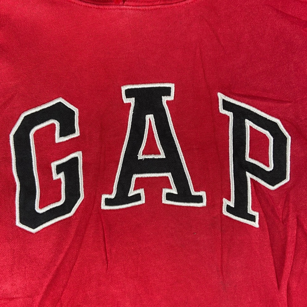 Gap Hoodie Mens Small Red Pullover Logo Fleece Sweatshirt Classic Streetwear Y2k - Picture 2 of 8